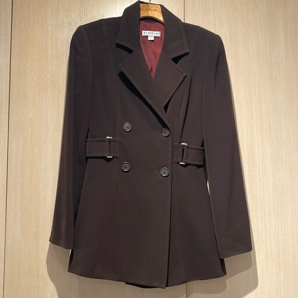 Bebe size 2 espresso brown double breasted blazer - Picture 1 of 5